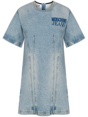 logo print denim dress