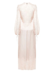 lace-panels silk wrap dress