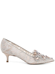 Cinderella crystal kitten-heel pumps