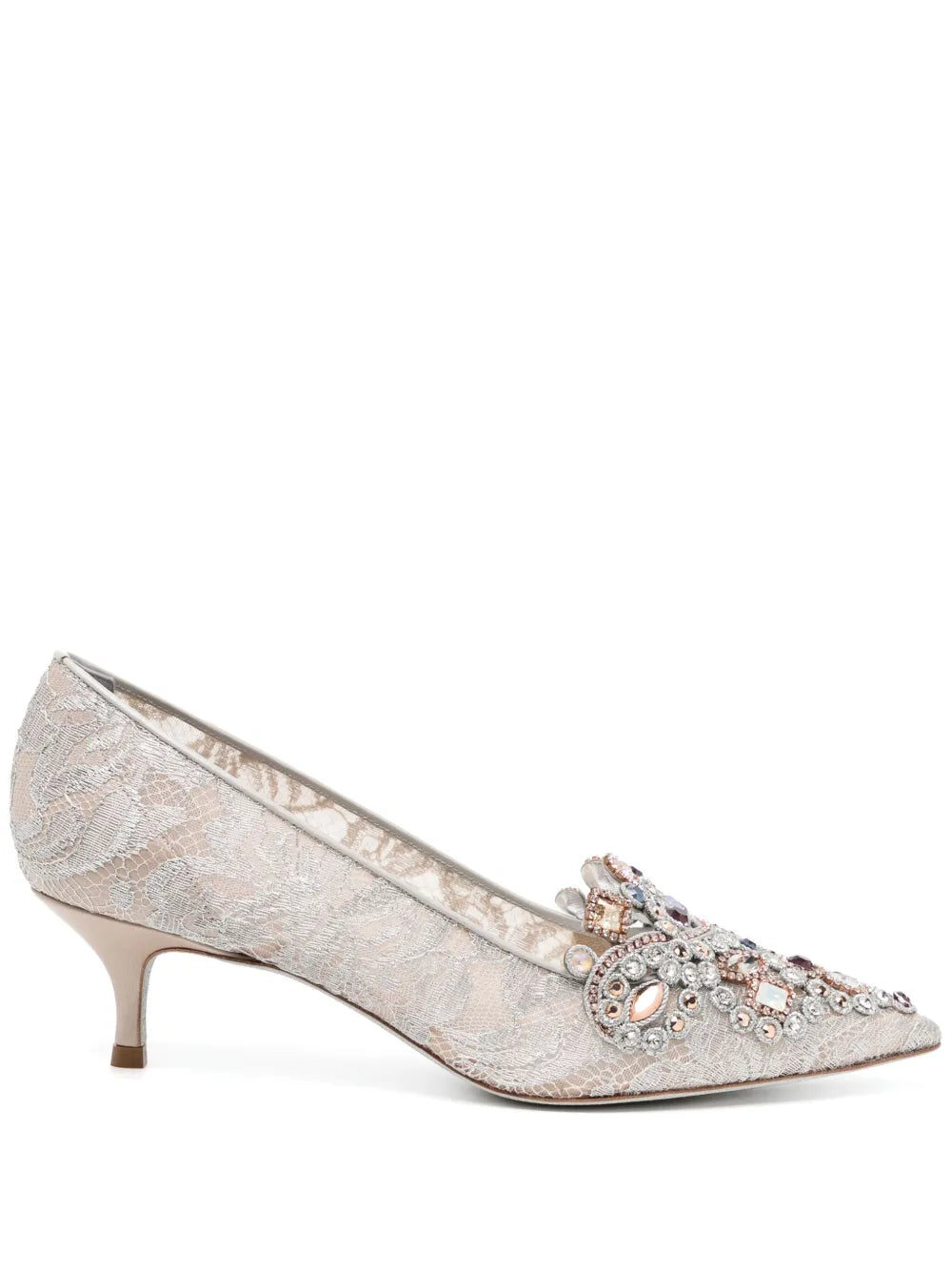 Cinderella crystal kitten-heel pumps