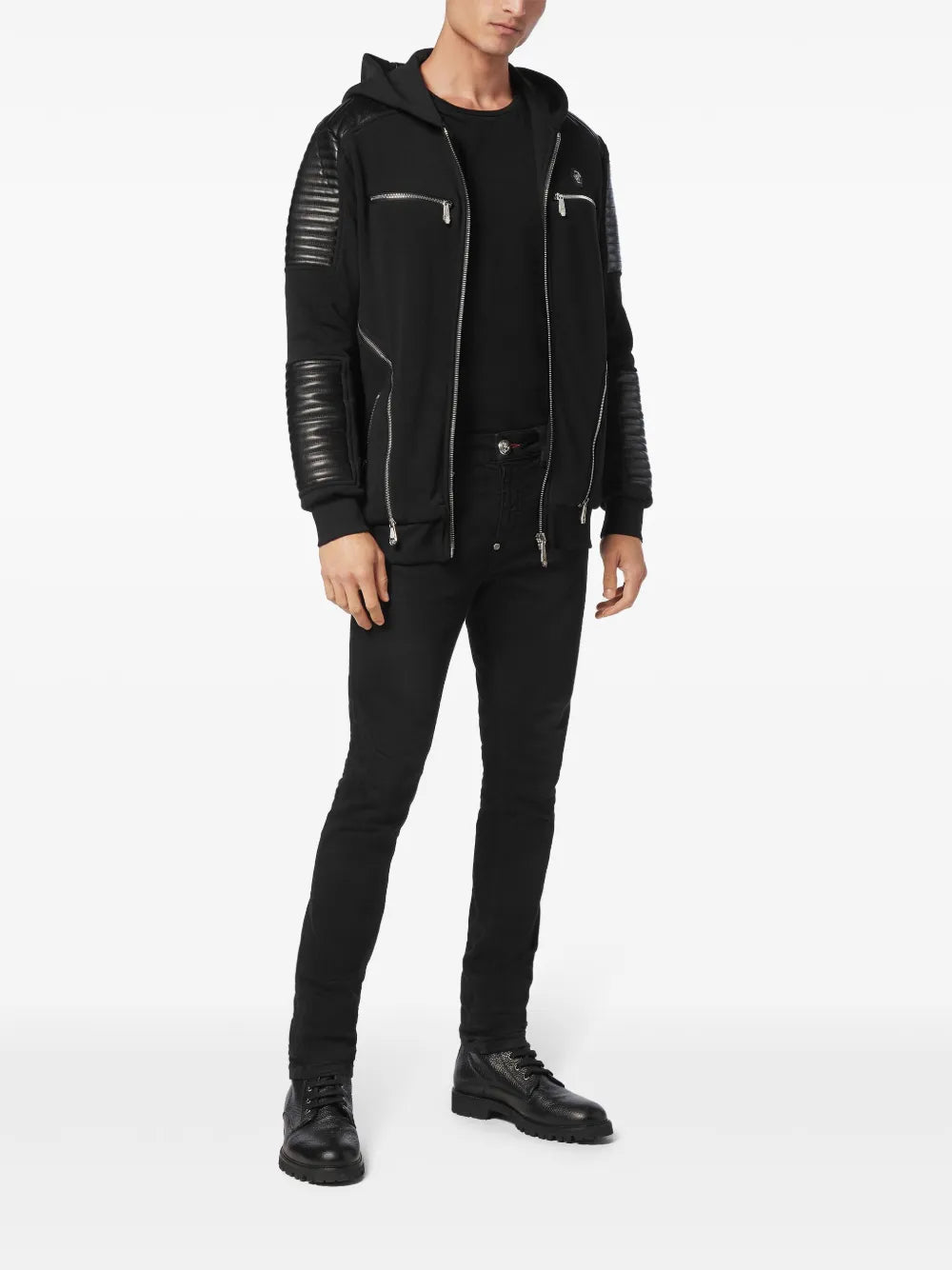 zip-up hooded jacket