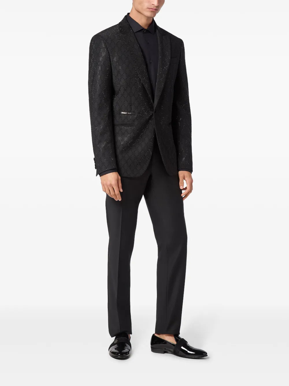 monogram-pattern blazer