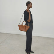 DeMellier The Midi New York tan small grain ecru stitching