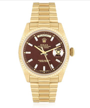 Rolex | Day-Date | 18038 | Yellow gold | 36mm mm | Yellow gold | Red | Automatic