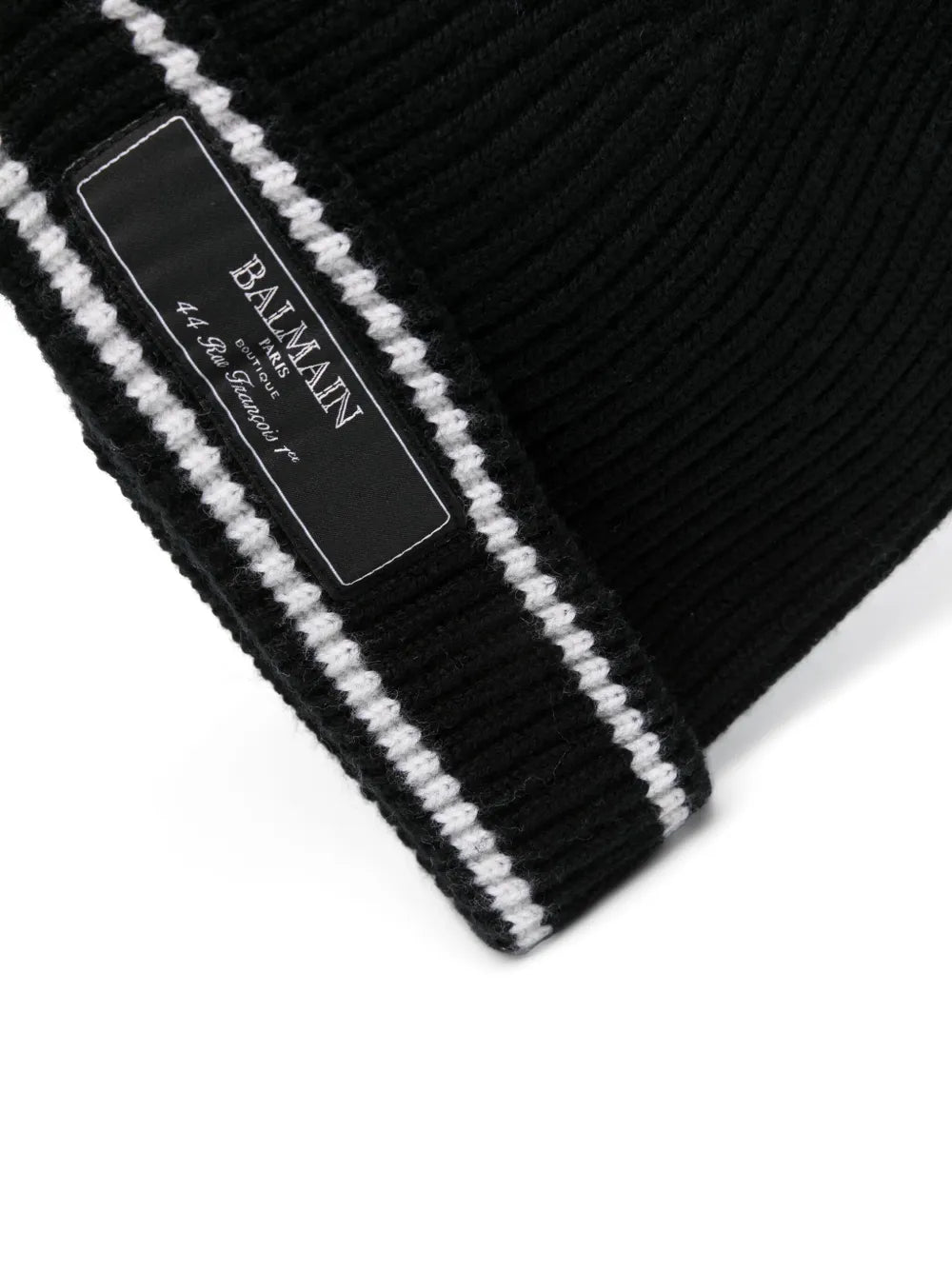 logo-patch ribbed beanie