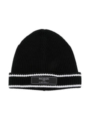 logo-patch ribbed beanie