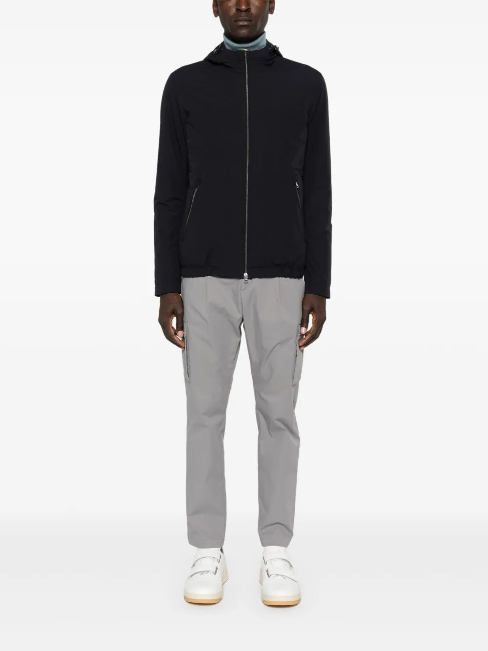 zip-up hooded jacket