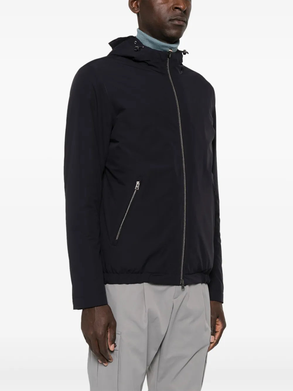 zip-up hooded jacket