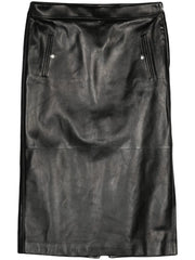 low-rise leather skirt