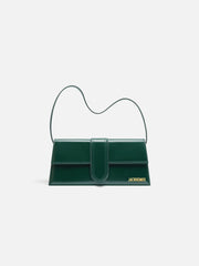 Jacquemus The Long Bambino Glazed Leather Structured Shoulder Bag Dark Green