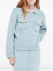 contrast-stitching denim-effect jacket