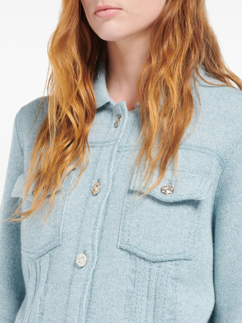contrast-stitching denim-effect jacket