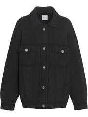 contrast-stitching denim-effect jacket