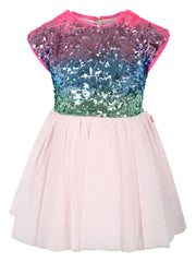 sequin-embellished cap-sleeve dress