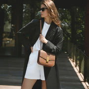 DeMellier The Vancouver tan small grain ecru stitching