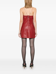 Cleavage leather mini dress