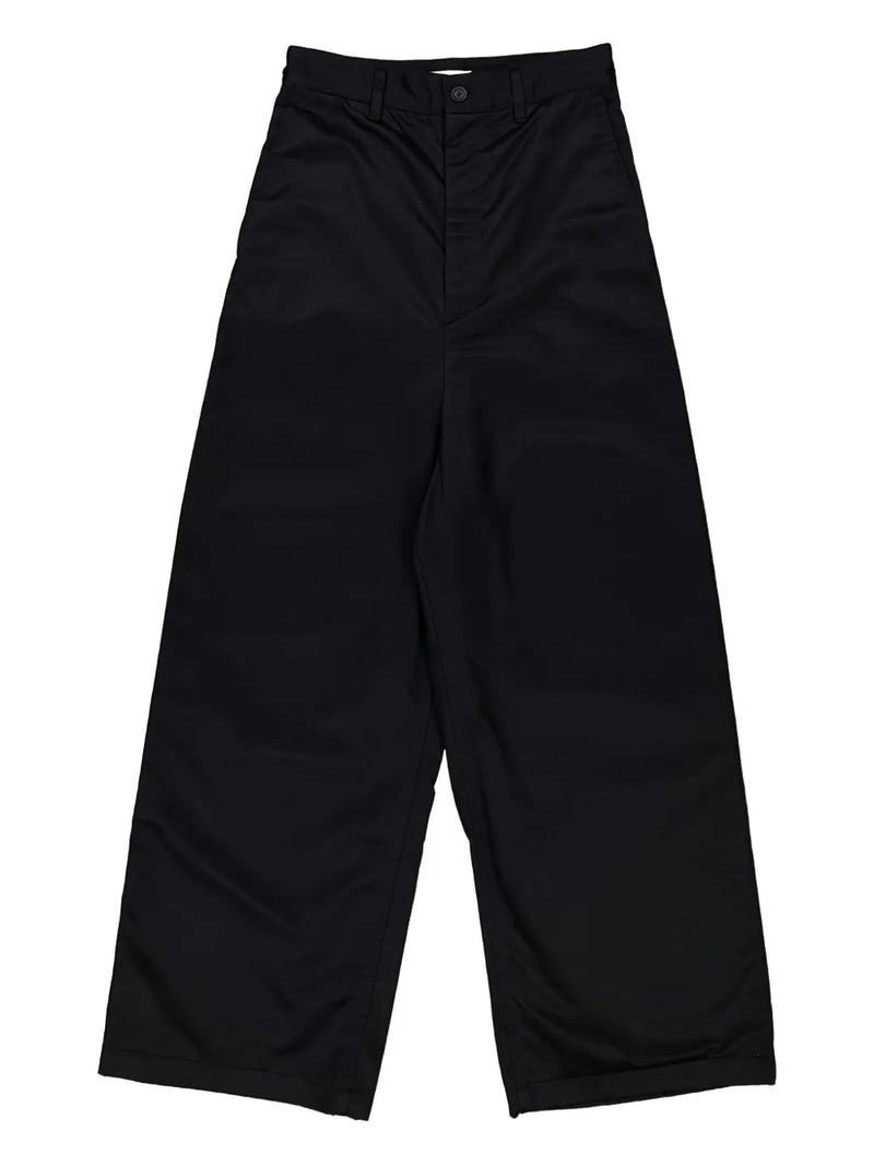low-crotch wide-leg trousers