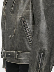 leather Brown biker jacket