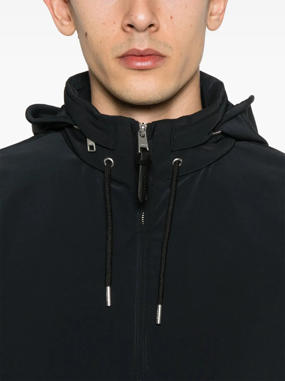 zip-up hooded jacket