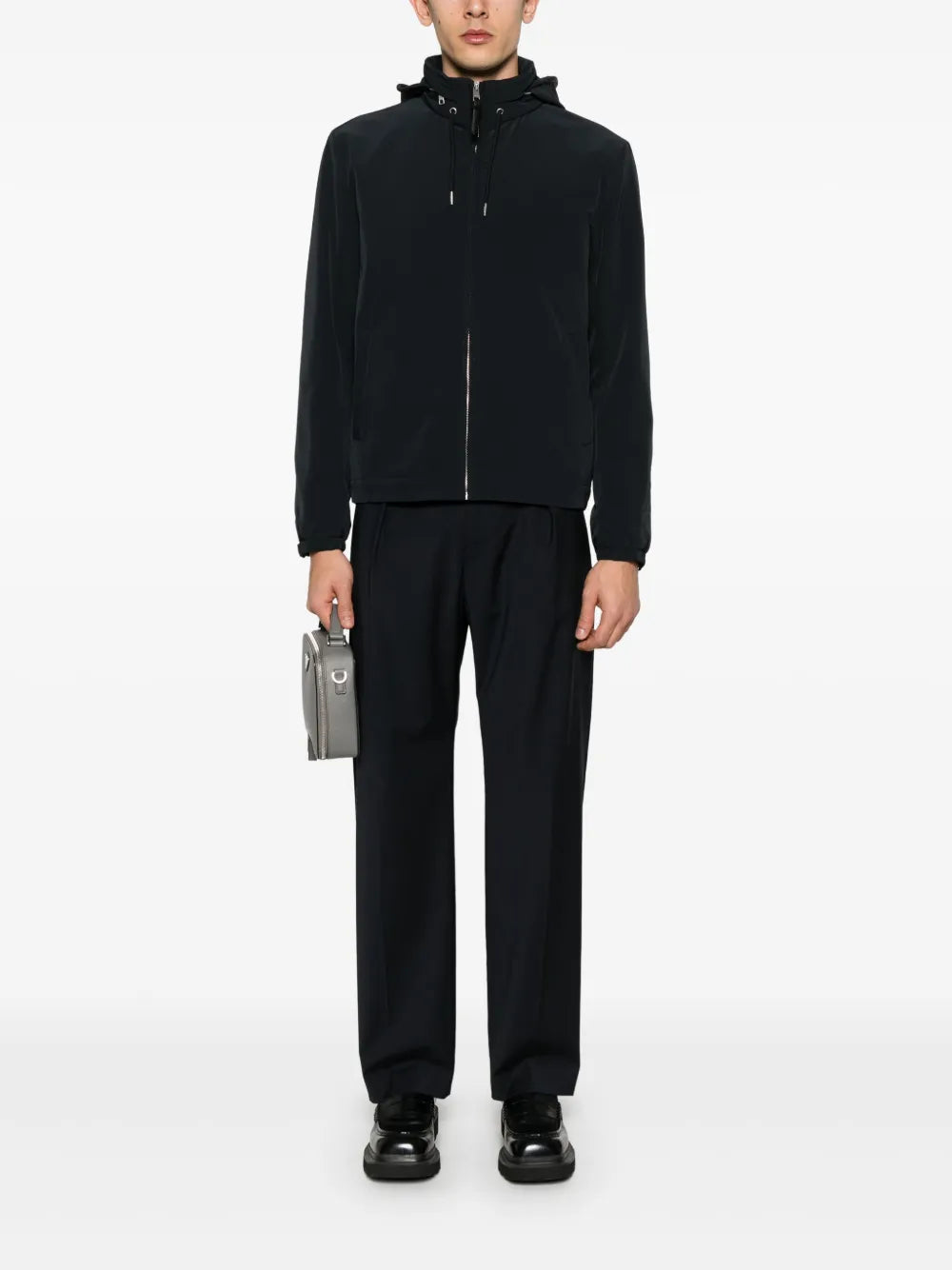 zip-up hooded jacket