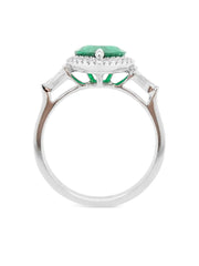18k white gold diamond and emerald ring