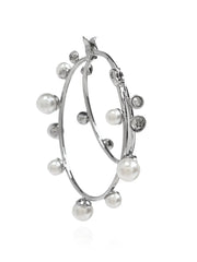 pearl-embellished hoop earrings