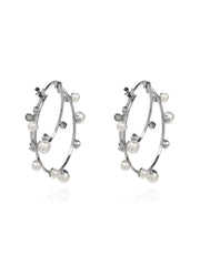 pearl-embellished hoop earrings