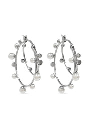 pearl-embellished hoop earrings