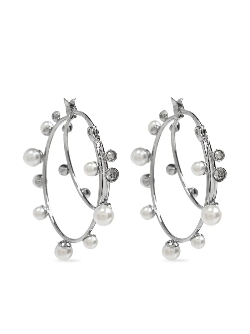 pearl-embellished hoop earrings