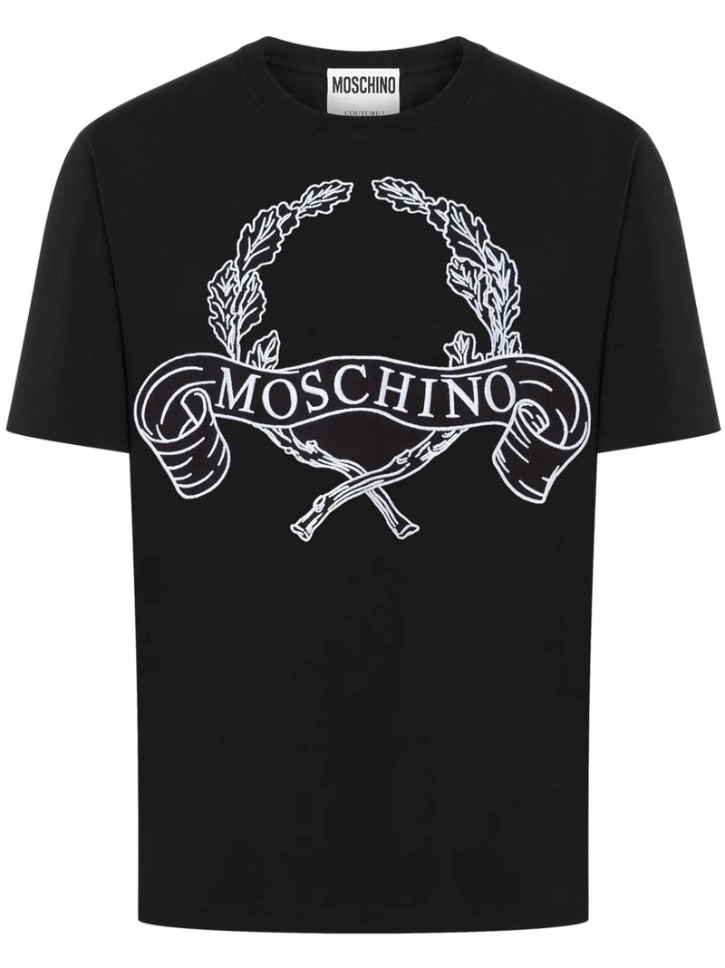 Moschino Laurel-print jersey T-Shirt Black