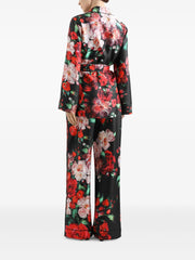 Rose-print twill shirt
