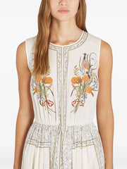 Marigold Bouquets-print poplin dress
