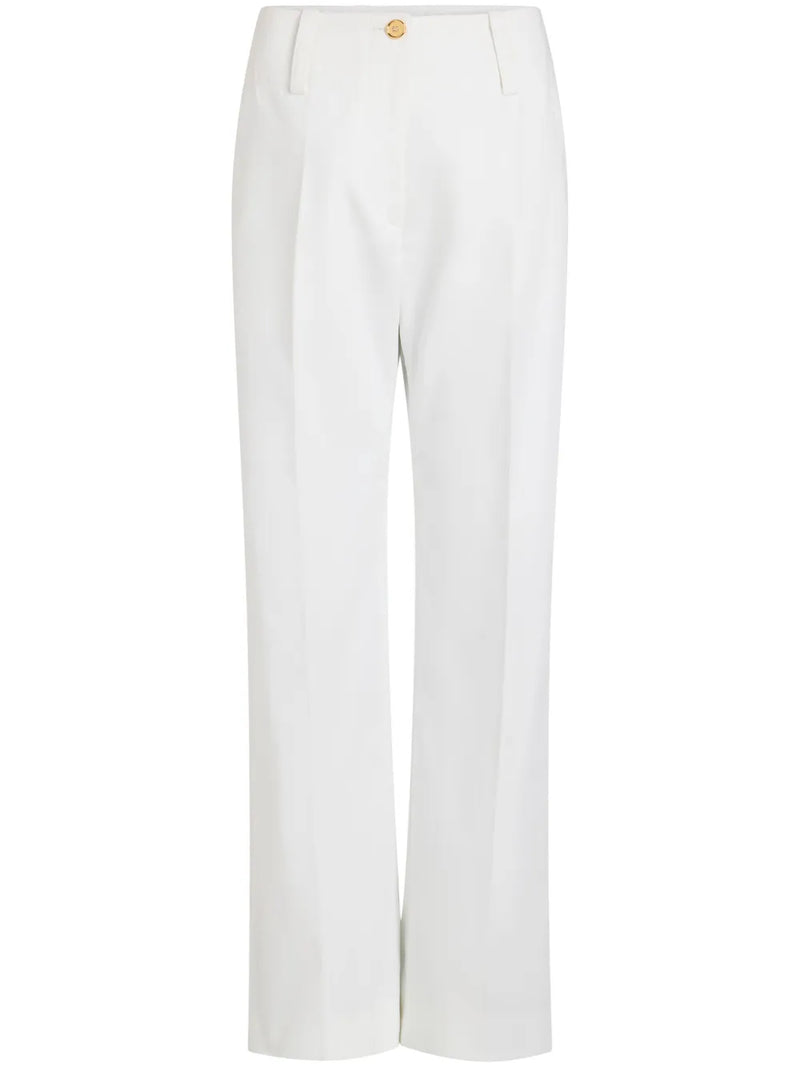 wide-waistband gabardine trousers