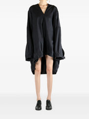 v-neck gathered mini dress