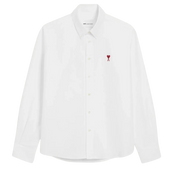 AMI Paris White Cotton Button-Down Ami de Coeur Shirt NATURAL WHITE