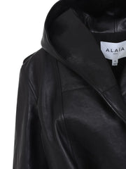 hooded leather biker jacket