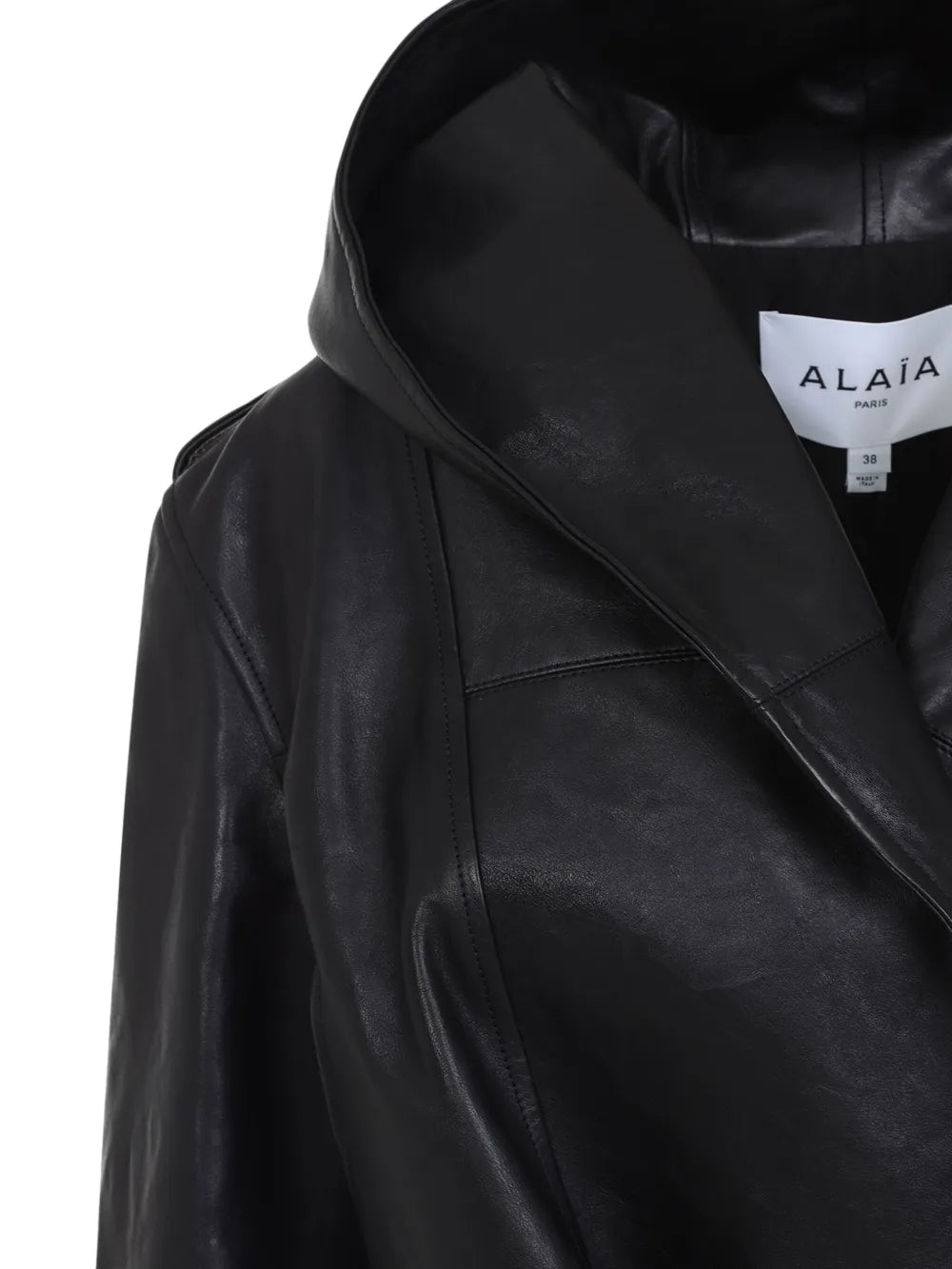 hooded leather biker jacket