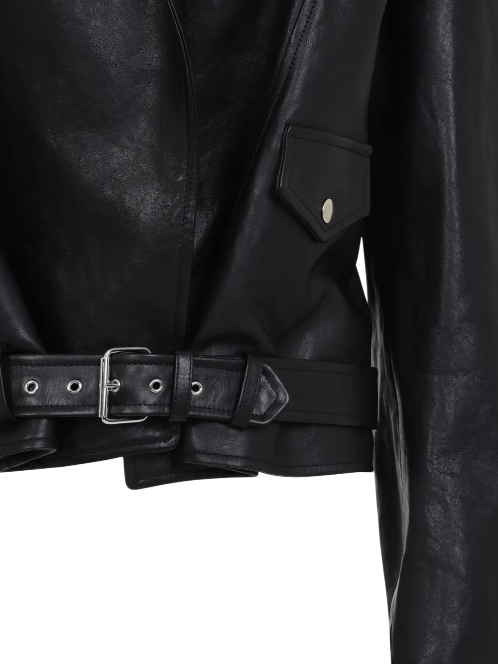 hooded leather biker jacket