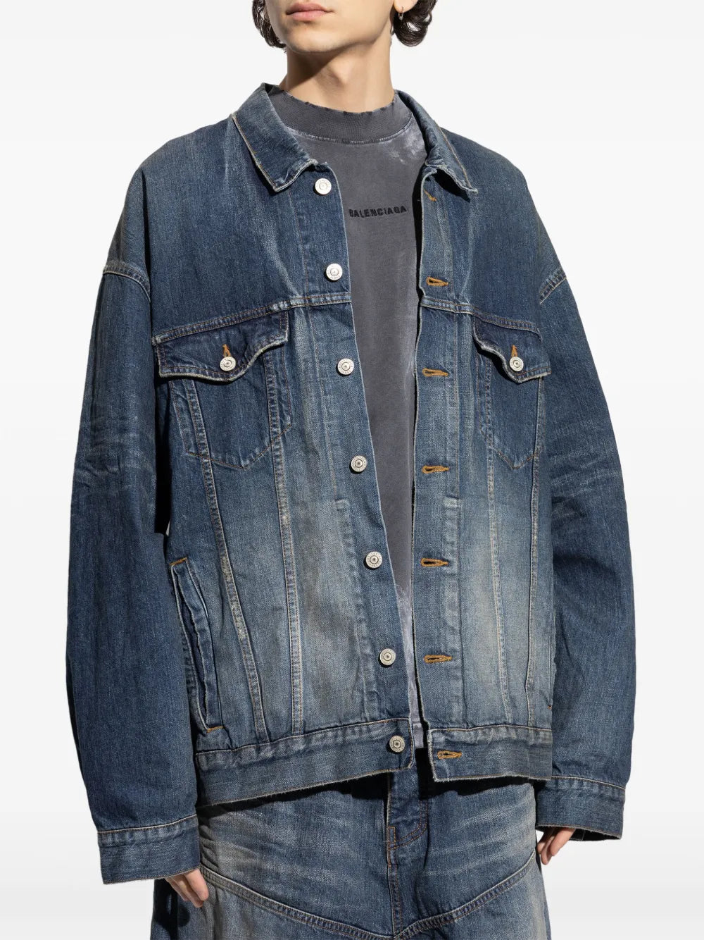 Tape Type-print denim jacket