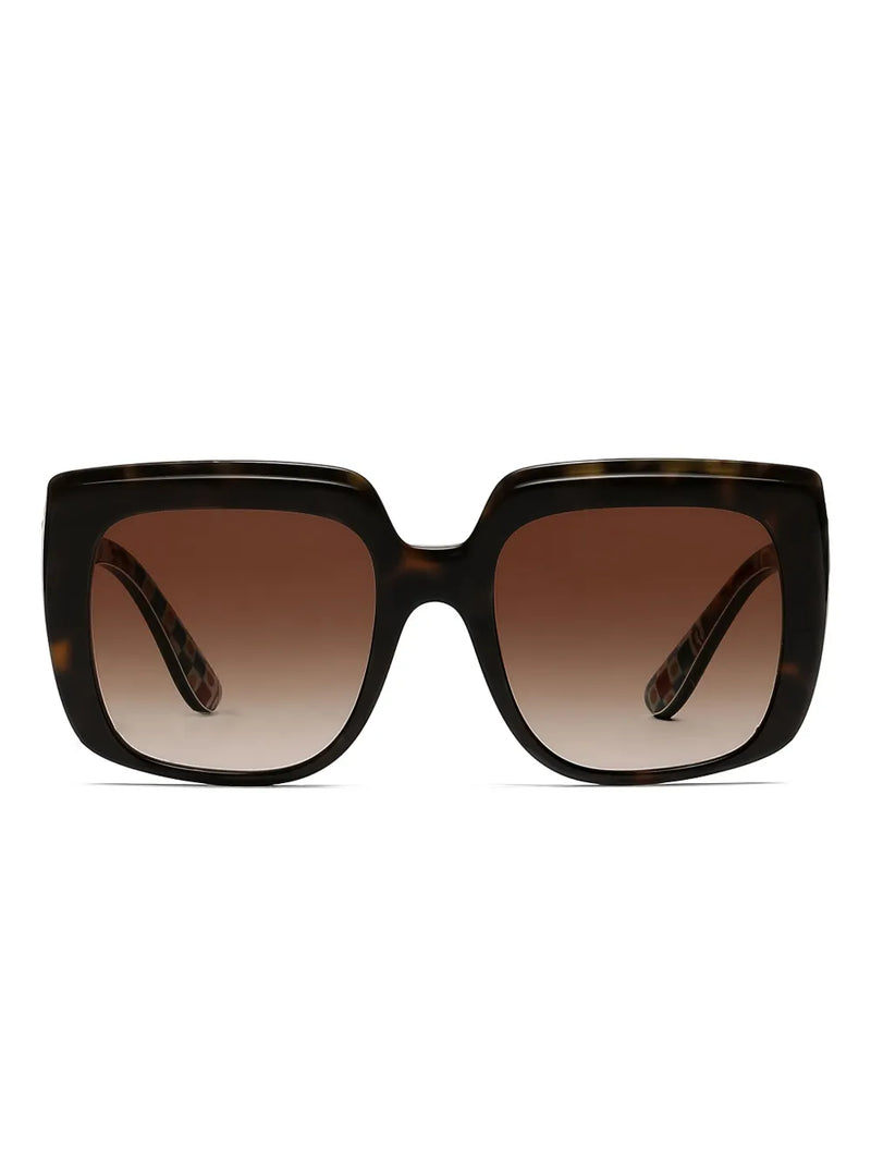 print-pattern square-frame sunglasses
