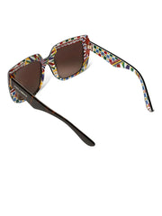 print-pattern square-frame sunglasses