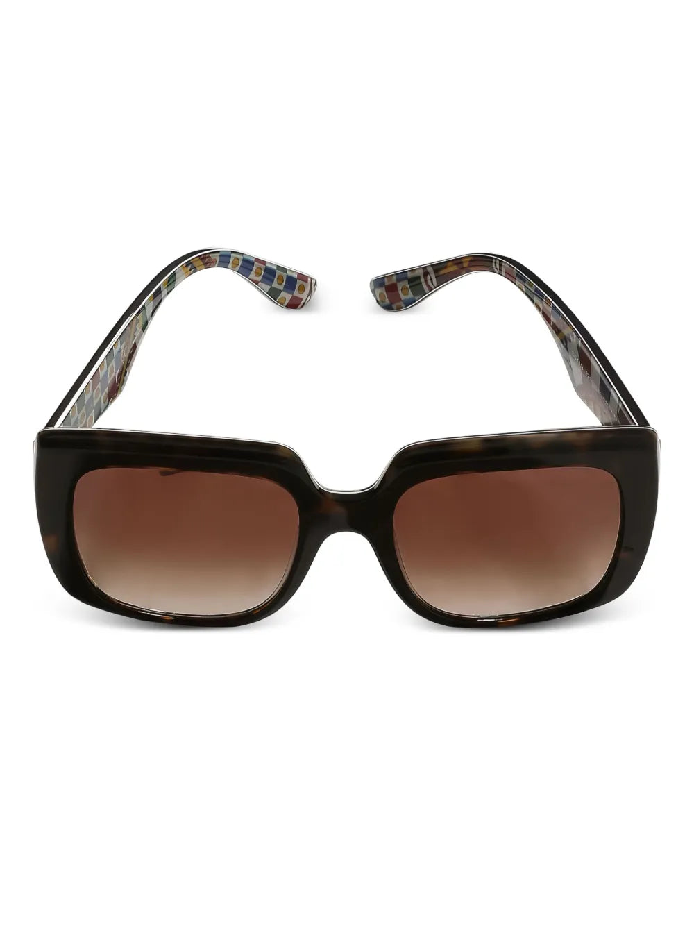 print-pattern square-frame sunglasses