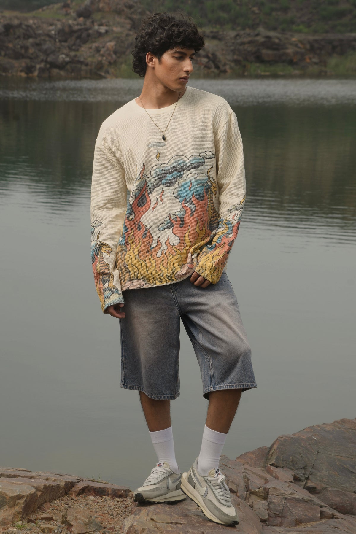 Duo Dragon Full Sleeve Waffle T-Shirt