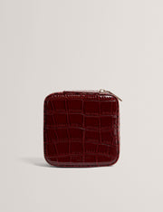 Ted Baker Hazelli Croc Effect Zip Around Jewellery Case In Wine Women's