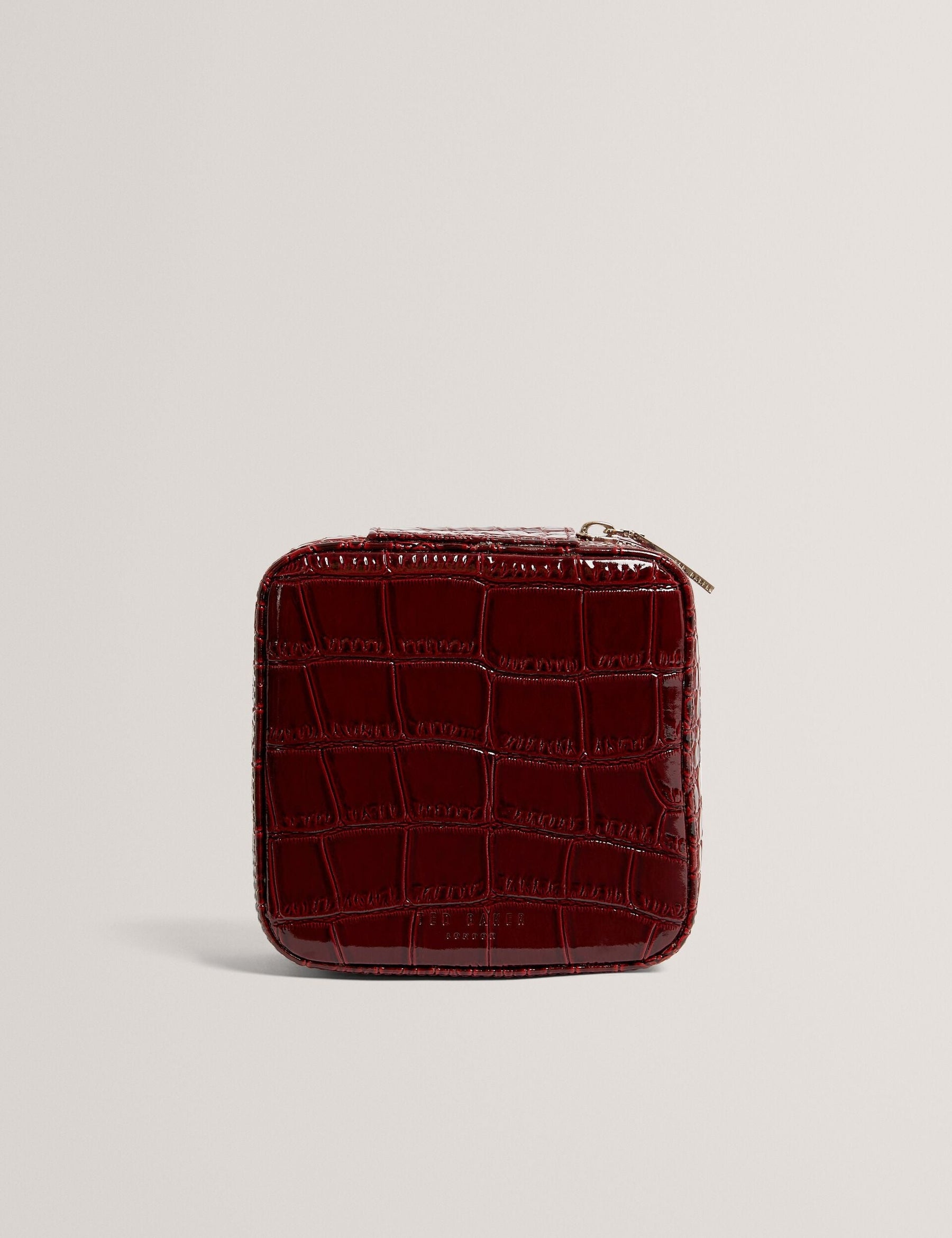 Ted Baker Hazelli Croc Effect Zip Around Jewellery Case In Wine Women's