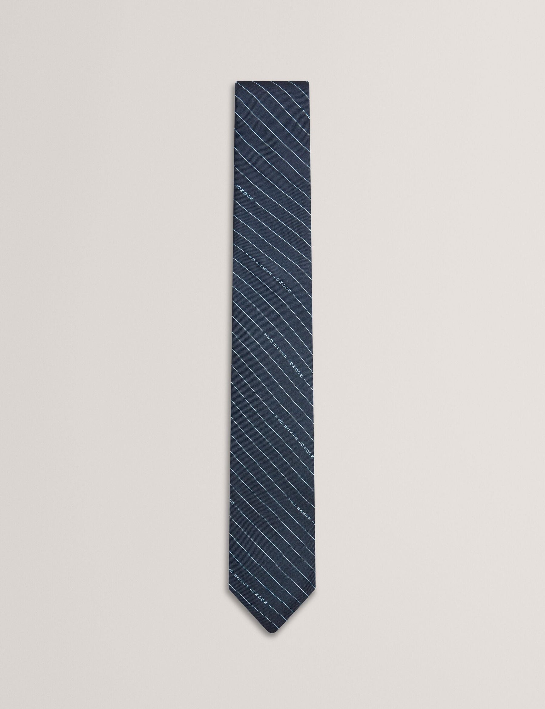 Ted Baker Octavio Logo Pinstripe Woven Silk Tie