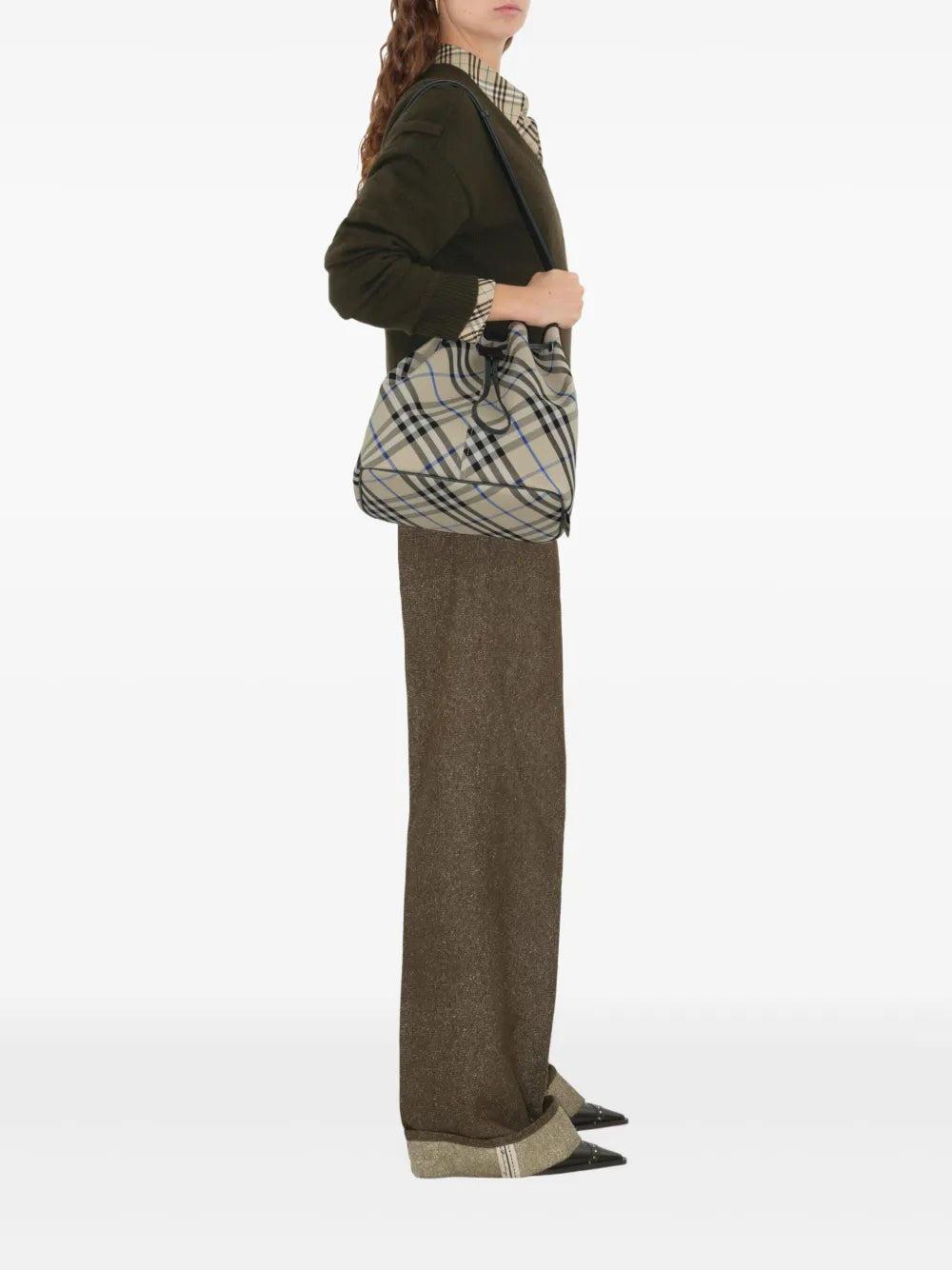 medium Check bucket bag
