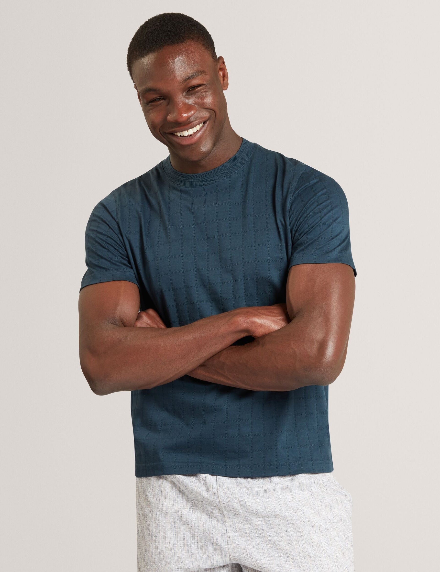 Ted Baker Heminwy Jacquard Textured Grid Cotton Tshirt