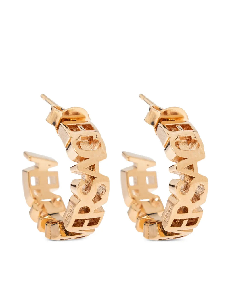 logo-lettering hoop earrings