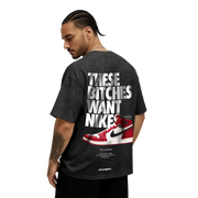 Myugen Nike Bitches Acid Wash Oversized T-Shirt Black
